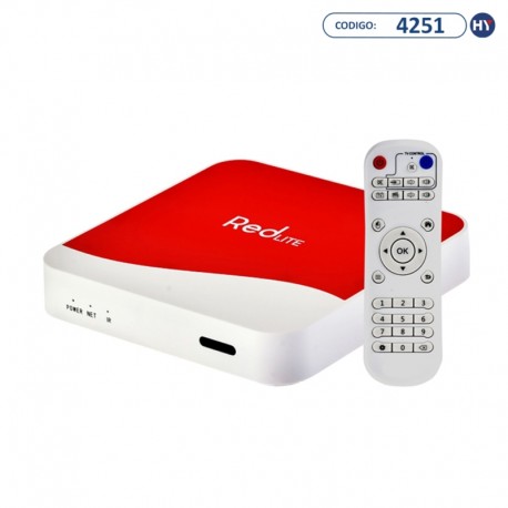 Receptor FTA Red Lite 2 RL02 Full HD IPTV e 8GB eMMC + 2GB de RAM Bivolt - Branco/Vermelho