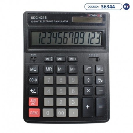 Calculadora SDC-421S de 12 Dígitos - Negro