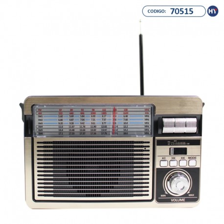 Rádio Portátil Ecopower EPF205 - Preto/Dourado