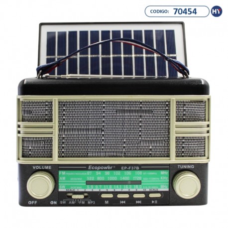 Rádio Portátil Ecopower EPF37 - Preto