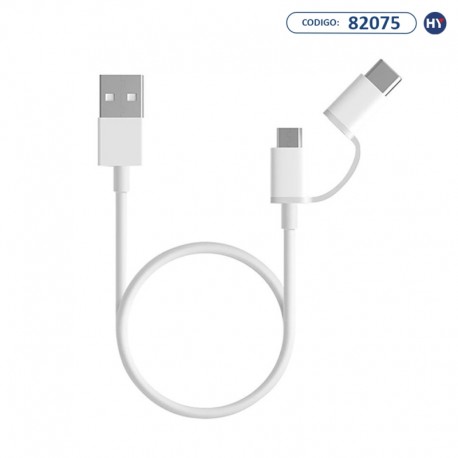 Cabo Xiaomi Micro-USB + USB-C SJX01ZM 30CM - 2 em 1 - Branco