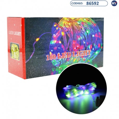 Luzes Led de Natal K0067 C/100 Pisca - Colorido de 10 mts - Bivolt