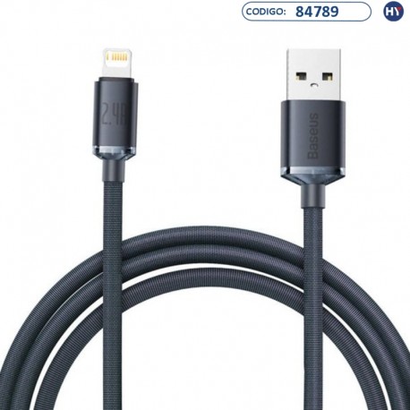 Cable Baseus USB-A aLightning CAJY000101 Crystal Shine 2.4A - 2 metros - Negro