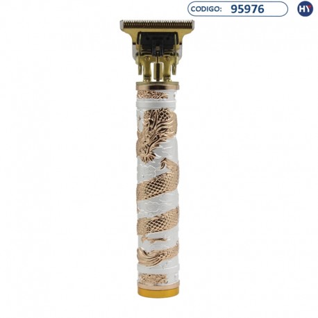 Barbeador e Trimmer SE-128 Electric Clippers YM-028 - Recarregável USB - Dourado/Branco