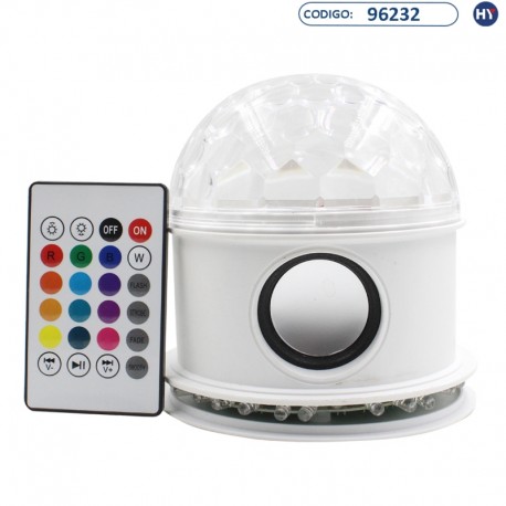 Speaker Projetor SE-112 Crystal Magic Ball - Bluetooth com Controle Remoto - Branco