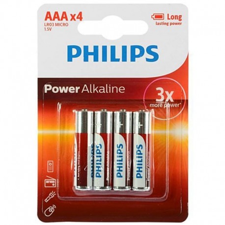 Pila Alcalina AAA Philips LR03P4B/97 con 04 unidades