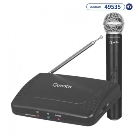 Sistema de Microfone Sem Fio Quanta QTMWU105 com 1 Microfone Bivolt - Preto
