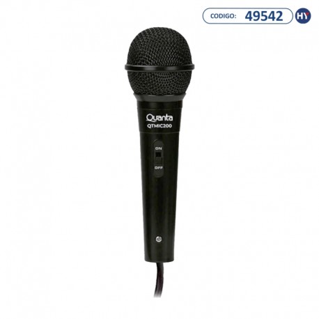 Microfone Quanta QTMIC200 Unidirecional com Jack 6.5 mm - Preto
